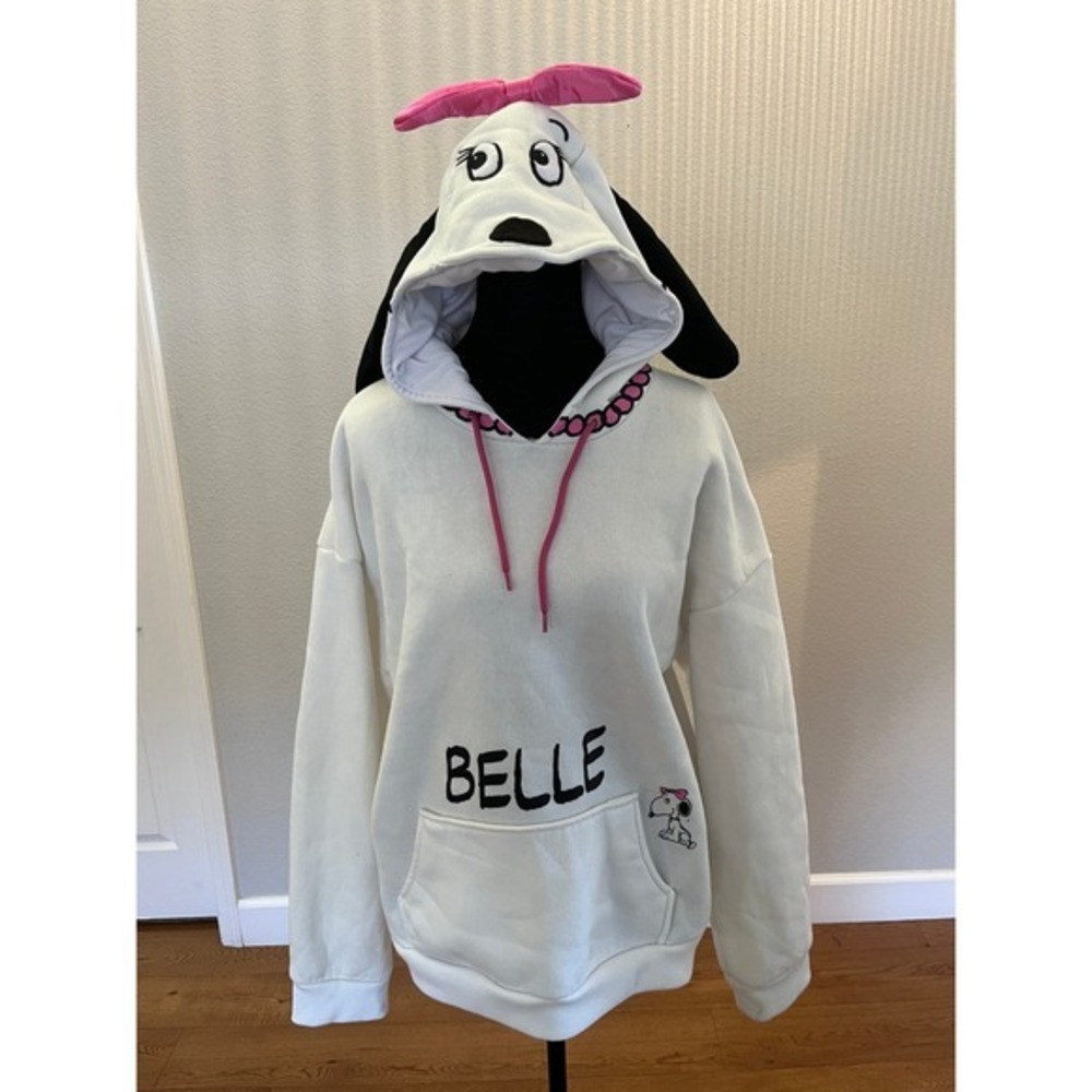 Peanuts Belle Snoopy Sister Character Hoodie Sweatshirt 3D Ears Bow Cedar Fair L